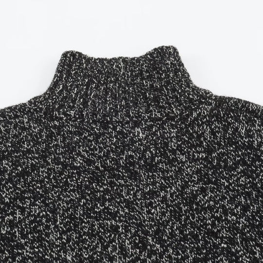 Damen Grobgestrickter Reißverschluss-Pullover mit Stehkragen und geripptem Saum Shop Nory