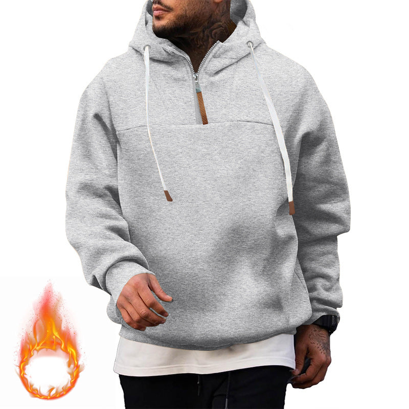 Herren Fleece-Halbzip-Hoodie mit Kapuze, Kordelzug und elastischen Bündchen Shop Nory