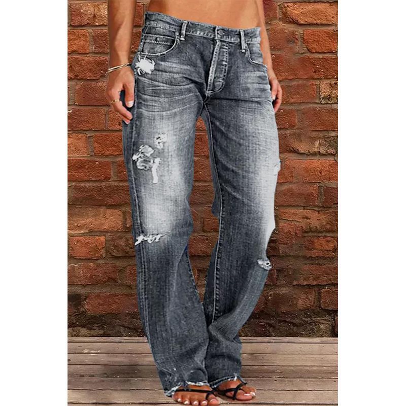 Damen Lockere Destroyed-Jeans mit weitem Bein und niedriger Taille Shop Nory