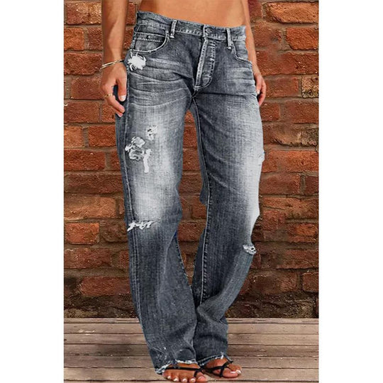 Damen Lockere Destroyed-Jeans mit weitem Bein und niedriger Taille Shop Nory