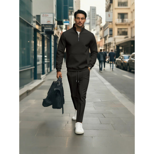 Herren Hochwertiger Stehkragen Pullover mit Zipper Shop Nory