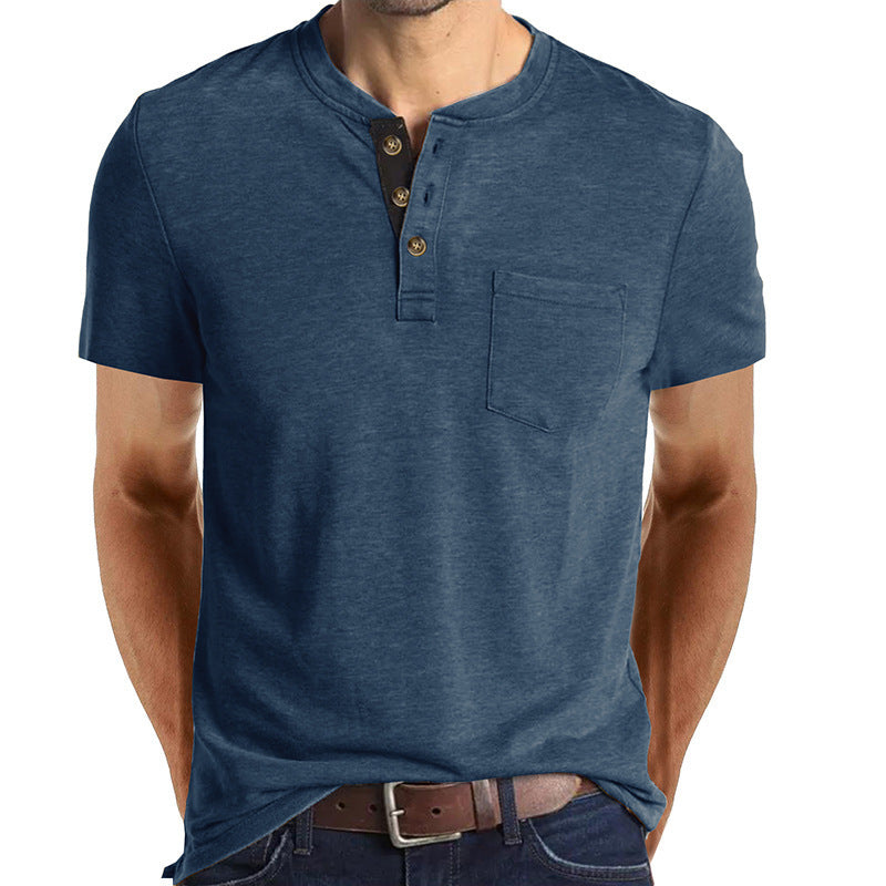 Herren T-Shirt mit strukturiertem Kragen und Brusttasche
