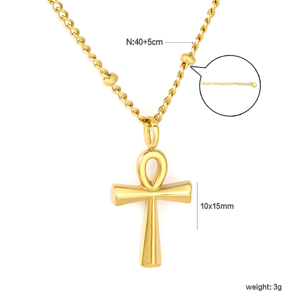 Damen Halskette mit funkelndem Kreuz-Anhänger aus hochwertigem Edelstahl und goldplattierter Oberfläche Shop Nory