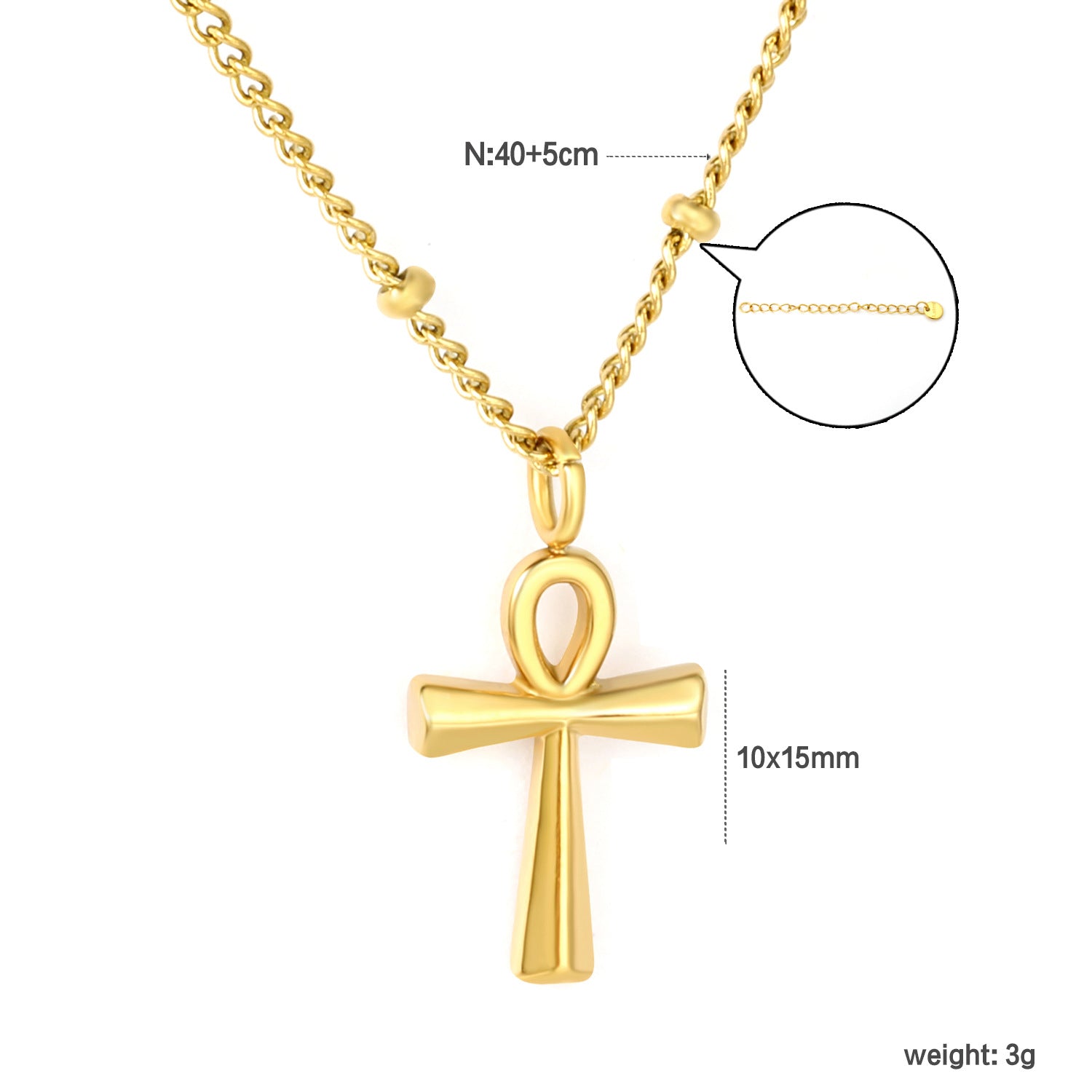 Damen Halskette mit funkelndem Kreuz-Anhänger aus hochwertigem Edelstahl und goldplattierter Oberfläche Shop Nory