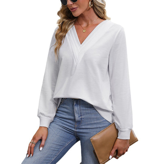 Damen V‑Ausschnitt Longsleeve aus feinem Stretch‑Viskosejersey mit taillierter Schnittführung Shop Nory