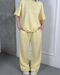 Damen Bequemes Loungewear-Set mit weit geschnittenem Oberteil und lässigen Hosen Shopnory