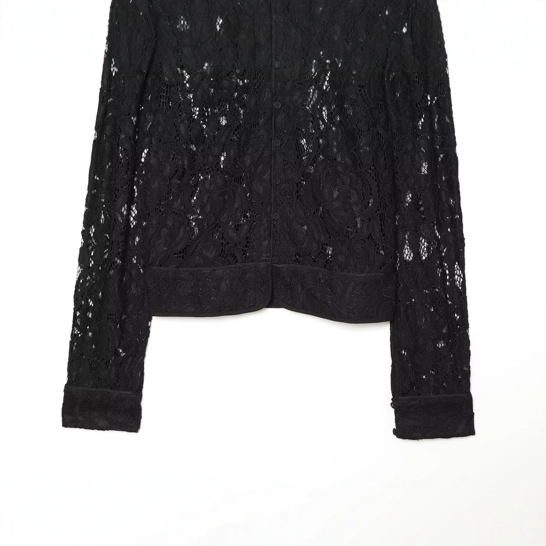 Damen Cropped Spitzenjacke mit floralem Allover-Spitzendesign und Stehkragen Shop Nory