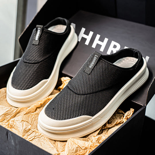 Herren Backless Slip‑On Sneaker mit atmungsaktivem Strickoberteil und dicker EVA‑Plateausohle Shopy Nory