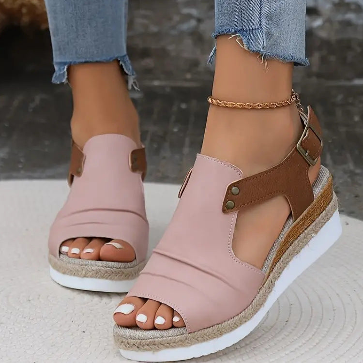 Damen Komfortable Plateau-Sandalen mit Riemen