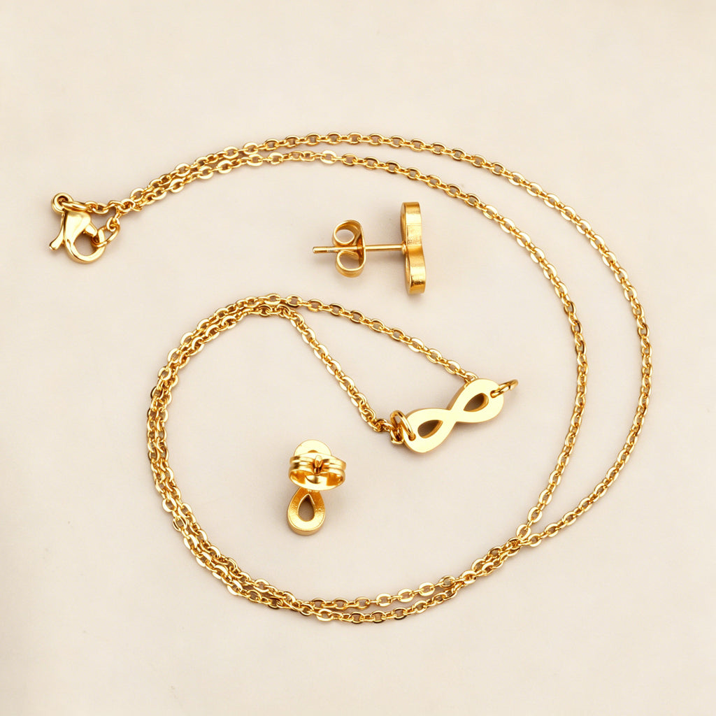 Damen Schmuckset mit unendlichem Symbol aus hochwertigem Edelstahl und goldplattierter Oberfläche Shop Nory