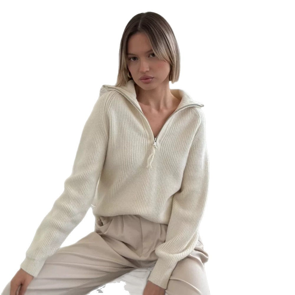 Damen Stylischer Strickpullover mit hohem Kragen Shop Nory