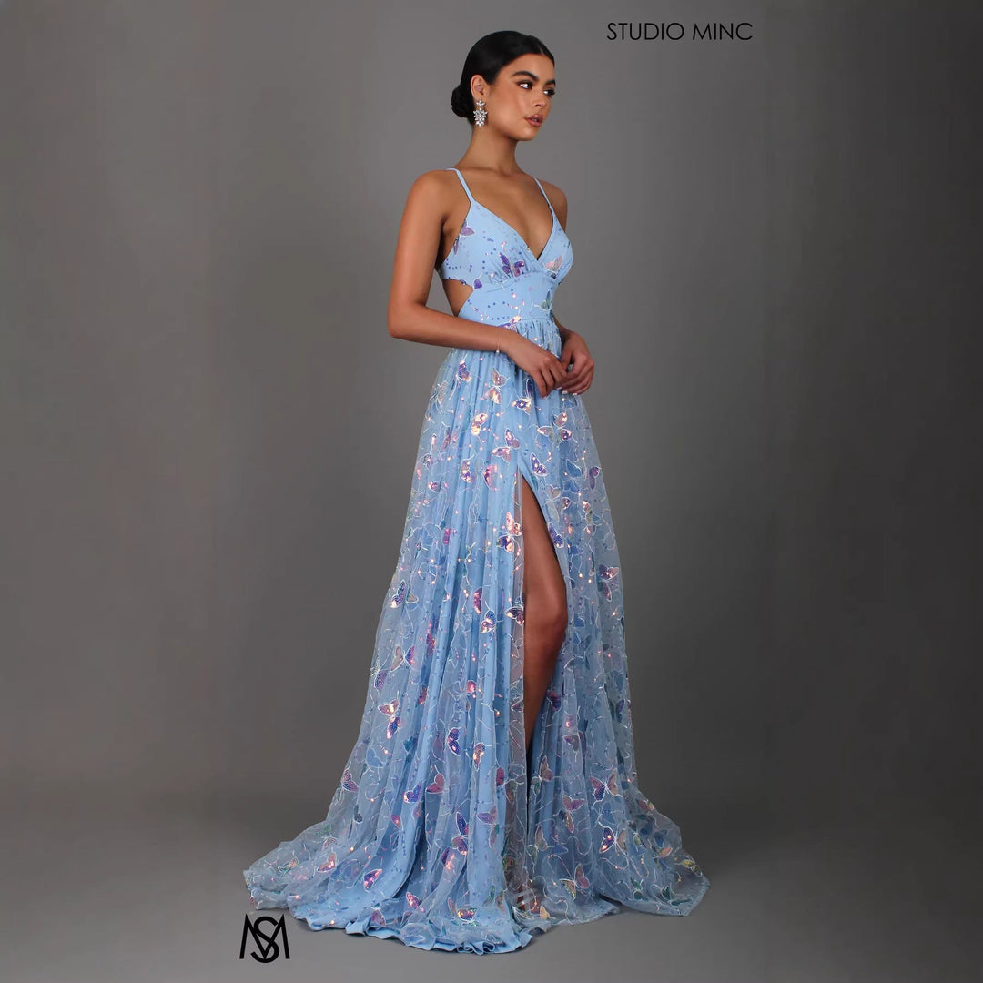 Damen Maxikleid mit feinen Glitzer-Akzenten und floralem Schnitt