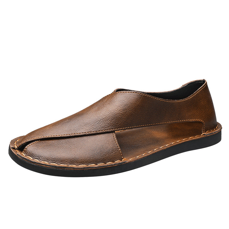 Herren Elegante und bequeme Leder-Sandalen mit verstellbarem Riemensystem