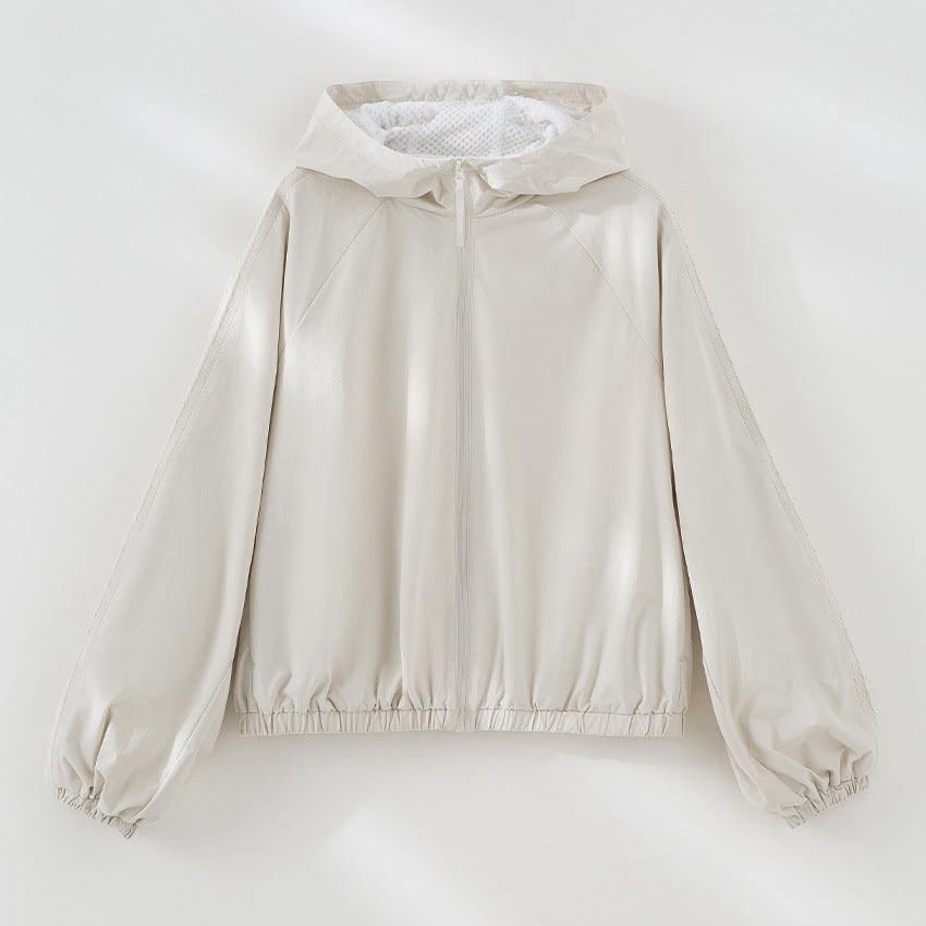 Damen Leichte Kapuzenjacke mit Kurzreißverschluss, Raglanärmeln und elastischem Saum Shop Nory