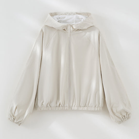 Damen Leichte Kapuzenjacke mit Kurzreißverschluss, Raglanärmeln und elastischem Saum Shop Nory