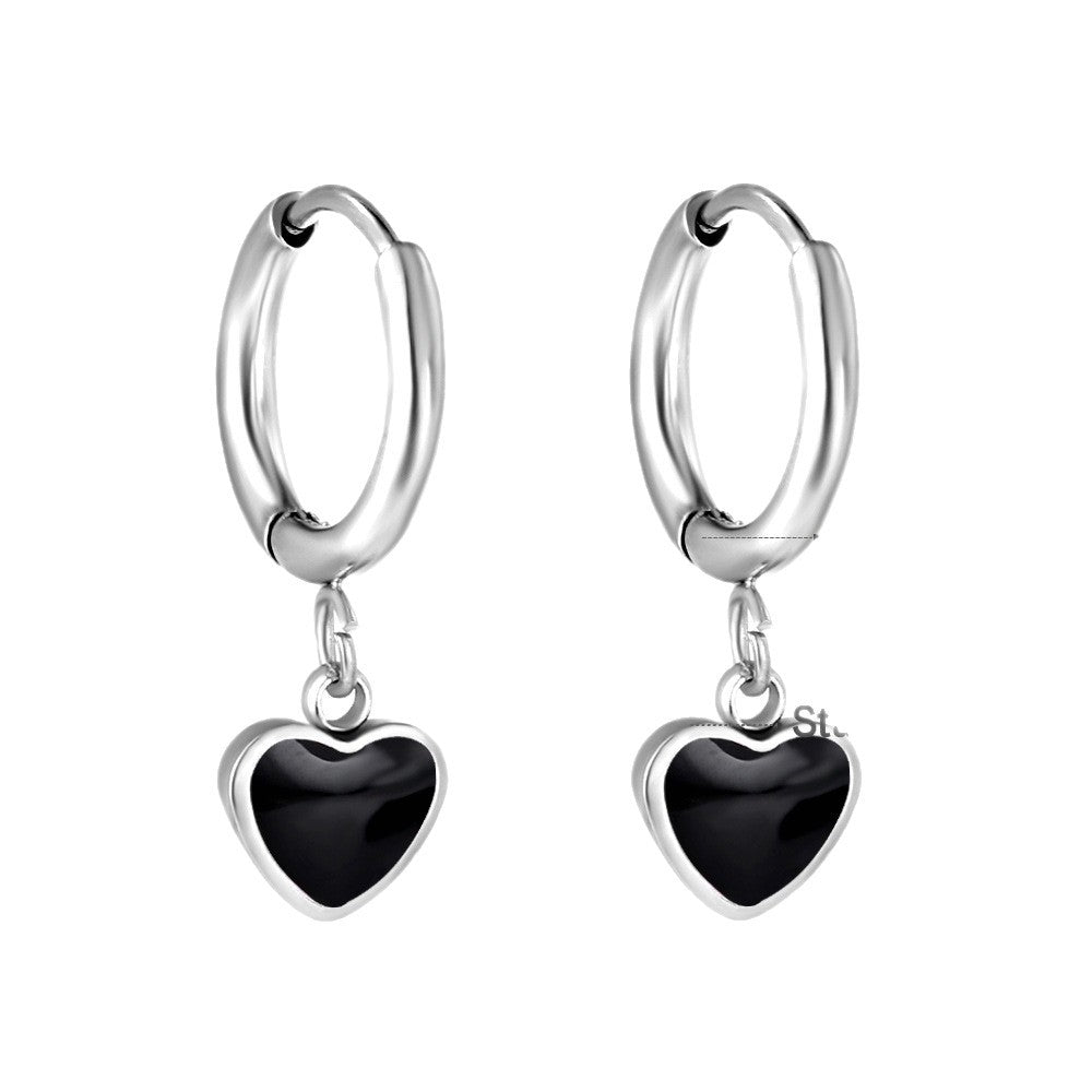 Damen Hängende Ohrstecker mit herzförmigem Anhänger aus Edelstahl Shop Nory