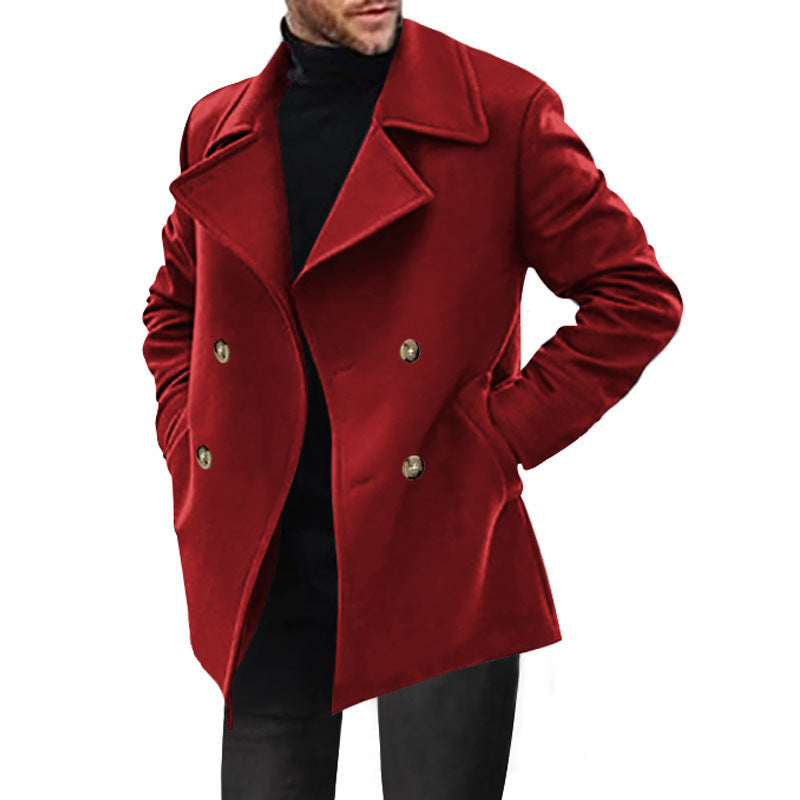 Herren klassischer Peacoat mit modischem Revers und eleganten Knopfdetails