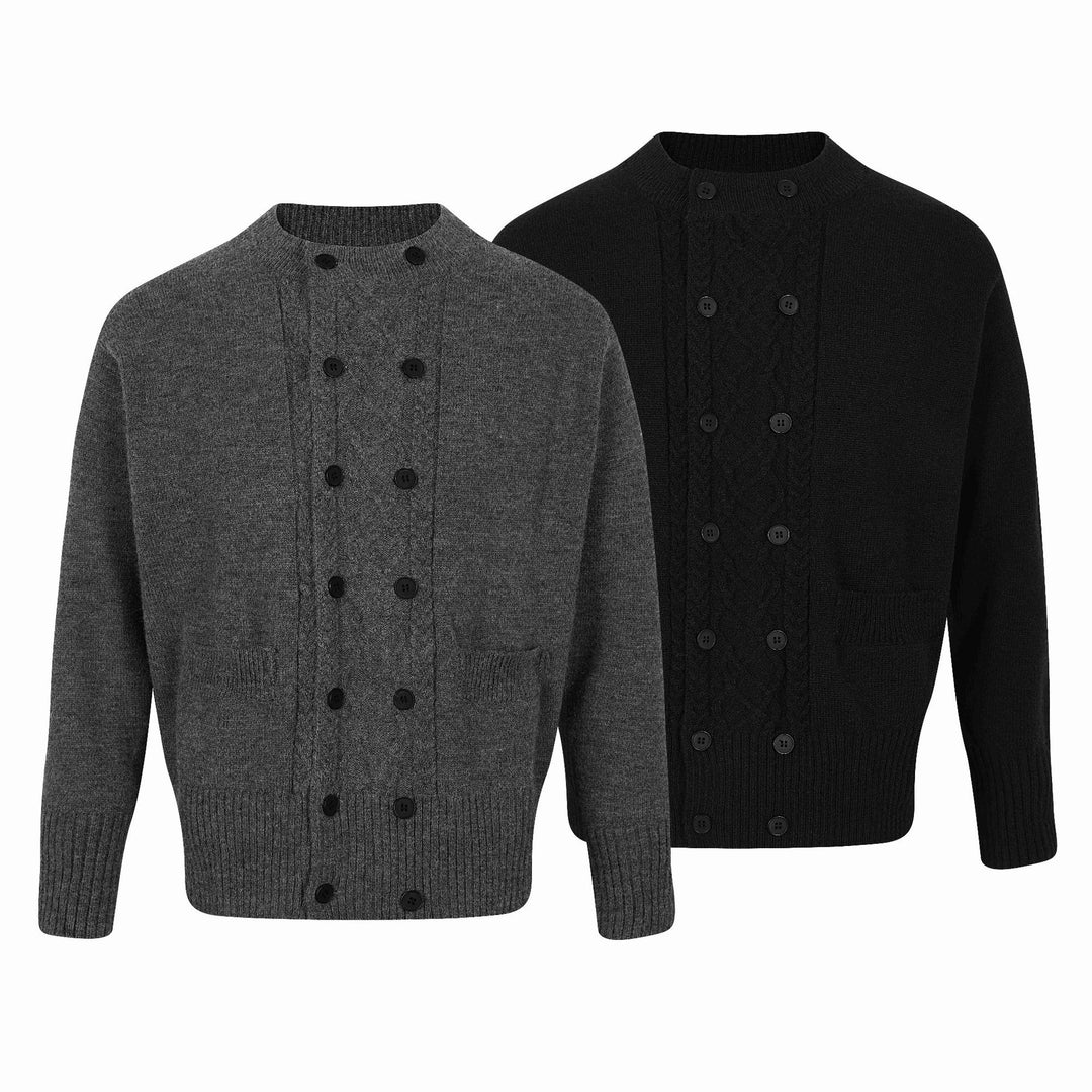 Herren Doppelt geknöpfte Strickcardigan mit Zopfmuster und Stehkragen Shop Nory