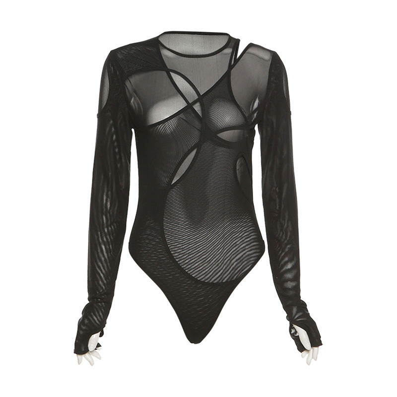 Damen Body mit asymmetrischem Schnitt und langem Arm