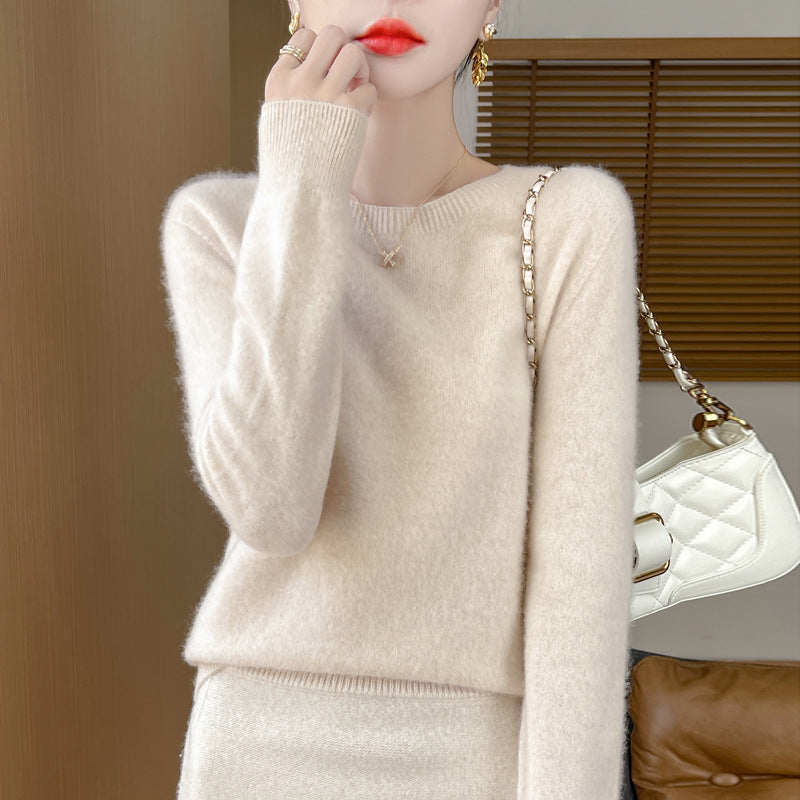 Damen Weicher Mohair‑Optik Rundhals‑Pullover mit feinem Rippsaum und leichter Oversize‑Passform Shop Nory