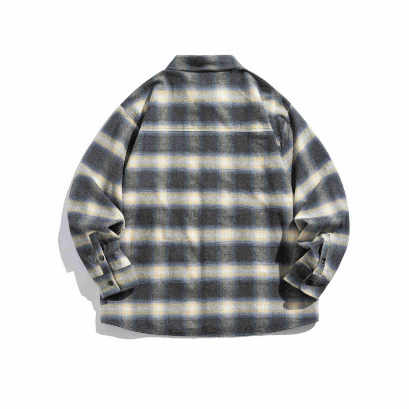 Unisex Kastenförmiges kariertes Flanell-Overshirt mit aufgesetzter Brusttasche und Boxy-Schnitt Shop Nory