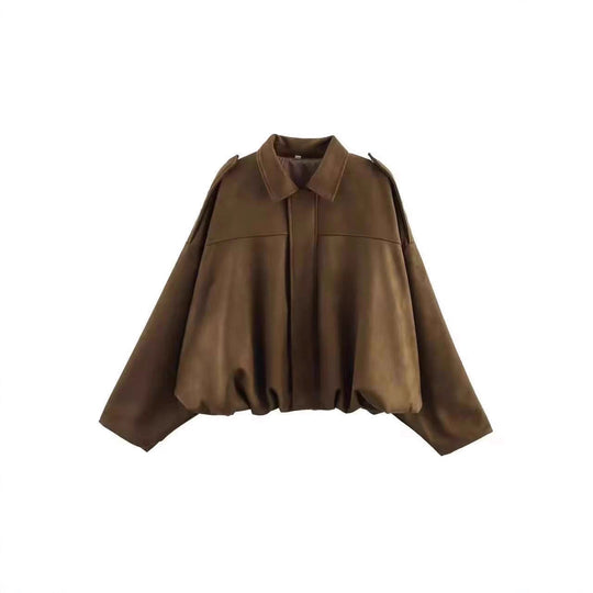 Damen Kurzjacke im Oversize‑Schnitt mit Ballon Saum und Schulterklappen Shop Nory