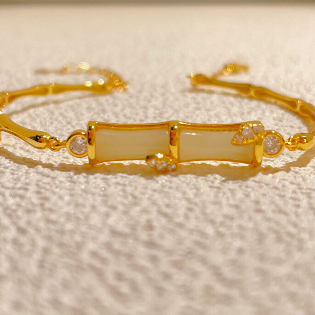 Damen Armband mit elegantem Bambusdesign und hochwertigem Jade-Edelstein Shop Nory