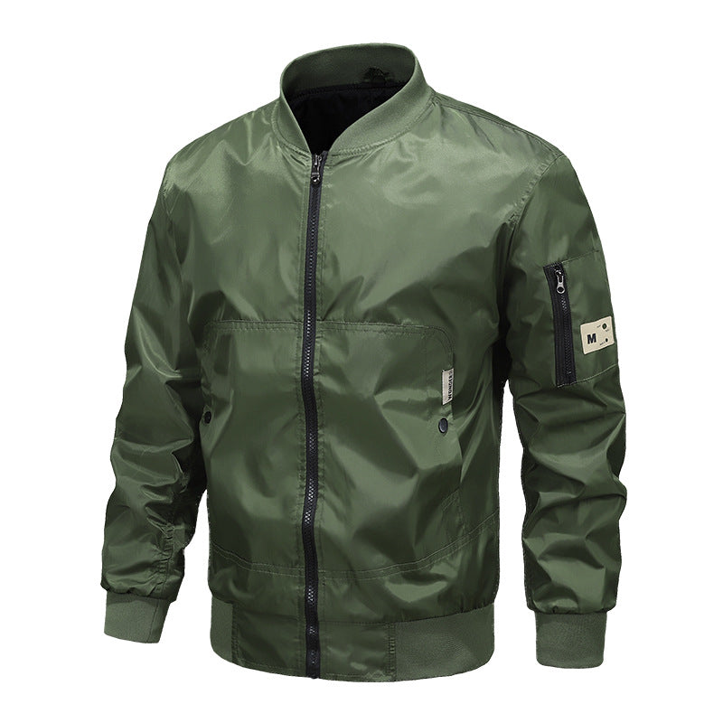Herren Leichte Nylon-Bomberjacke mit Ärmeltasche, Stehkragen und Rippbündchen Shop Nory