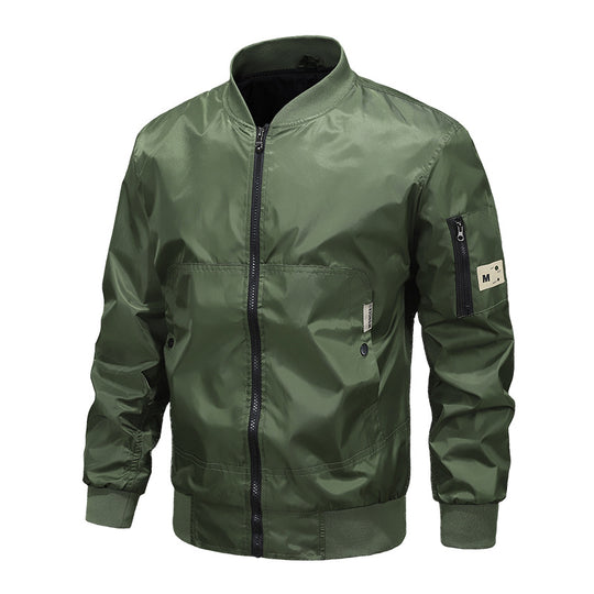 Herren Leichte Nylon-Bomberjacke mit Ärmeltasche, Stehkragen und Rippbündchen Shop Nory