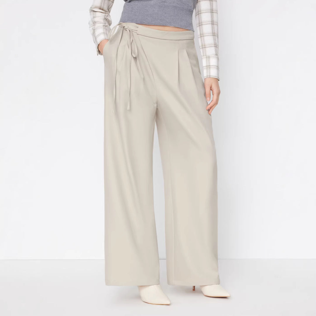 Damen Weite Nadelstreifen-Hose mit Wickel-Taille Shop Nory