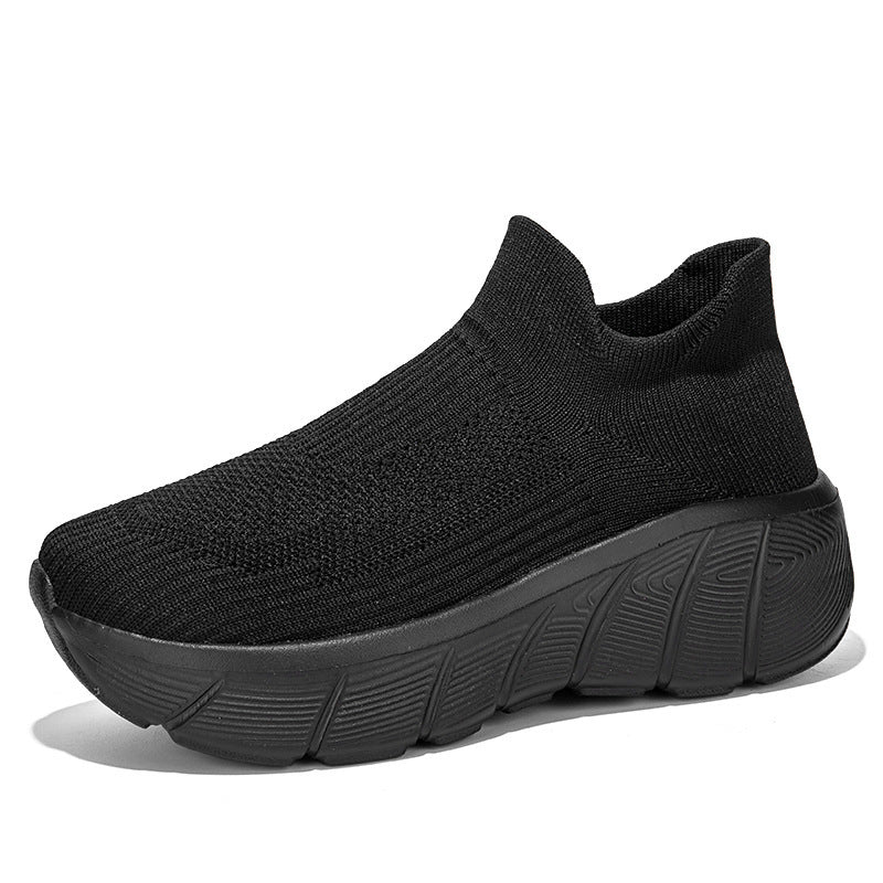 Damen Schnürlose Freizeitsneaker mit flexiblem Strick-Obermaterial