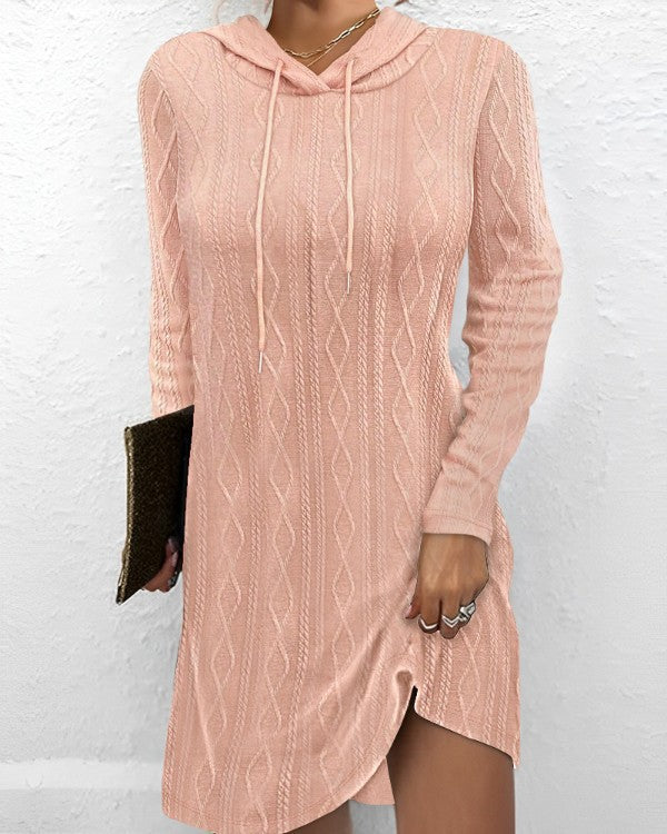 Damen Lässiges Strickkleid mit Kapuze Shop Nory