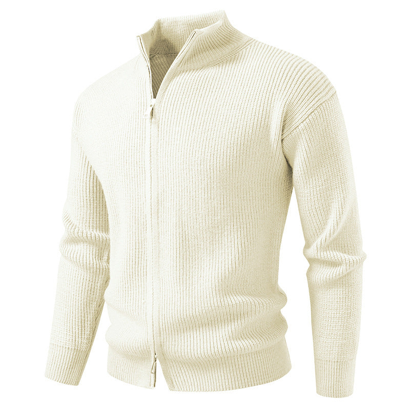 Herren Strickjacke mit hohem Kragen und innovativem Reißverschluss