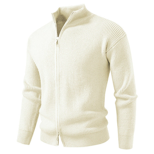 Herren Strickjacke mit hohem Kragen und innovativem Reißverschluss