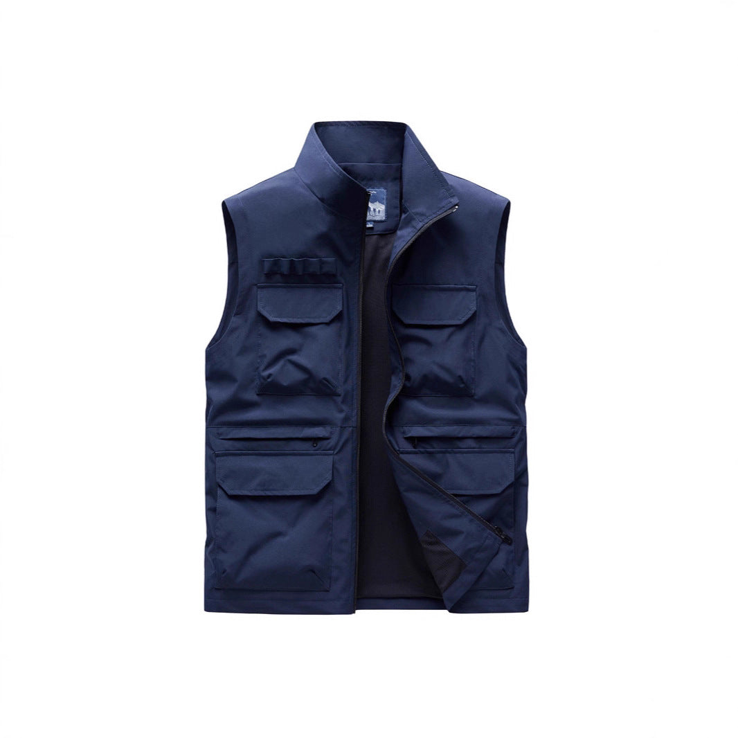 Herren Outdoor-Utilityweste mit acht Multifunktionstaschen, robustem Baumwollmix und Windschutzkragen Shop Nory