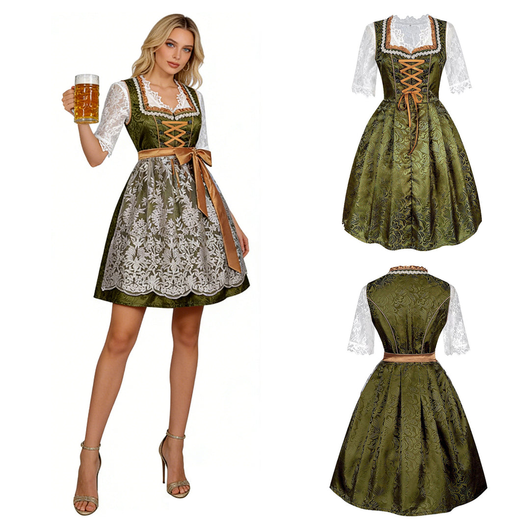 Damen nan traditionelles Dirndlkleid mit Spitzenbluse und bestickter Schürze Shop Nory