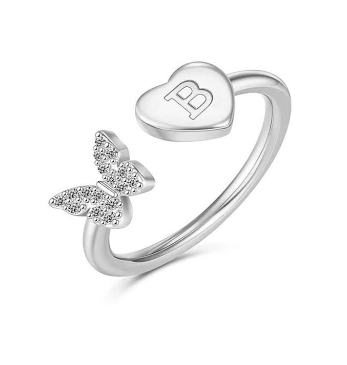 Damen Ring mit Schmetterlingsdesign und Herzmotiv Shop Nory