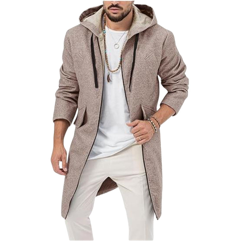 Herren modische Langjacke mit Kapuze