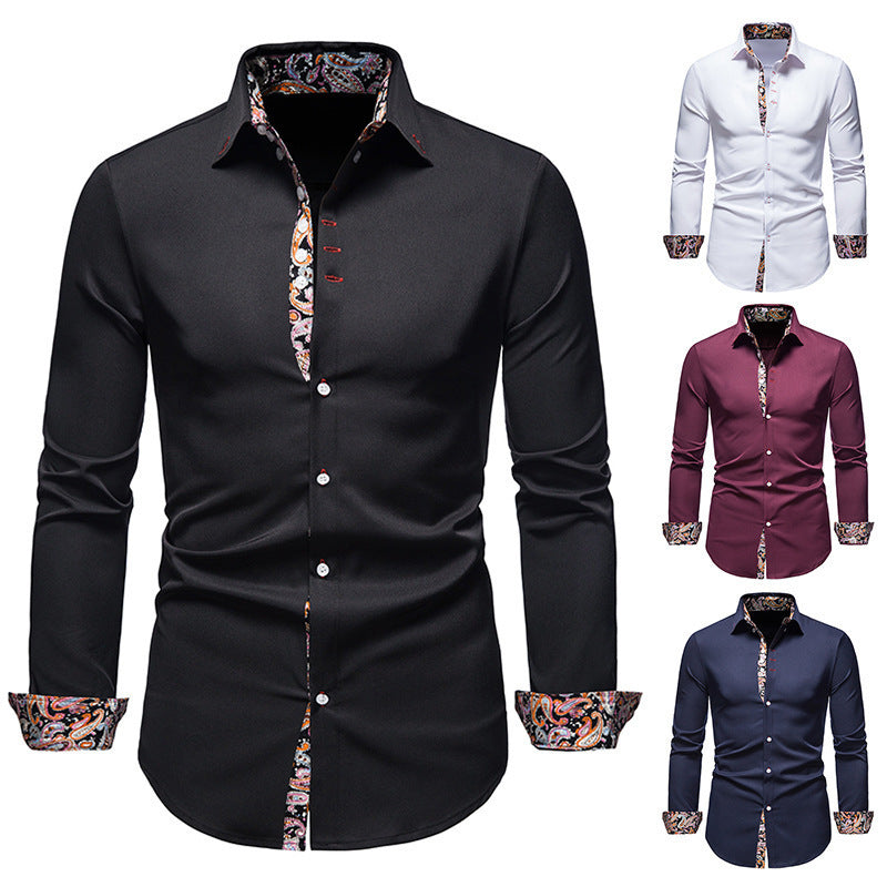 Herren Langarmhemd mit modernem Paisley-Muster und exklusiven Details