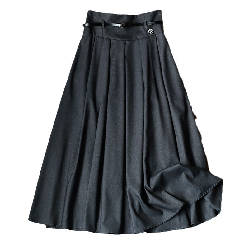 Damen Eleganter, schwingender Midirock mit Taillengürtel Shop Nory