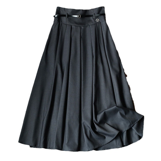 Damen Eleganter, schwingender Midirock mit Taillengürtel Shop Nory