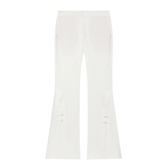 Damen High-Waist Schlaghose mit Zierknopfleiste und Eingrifftaschen Shop Nory