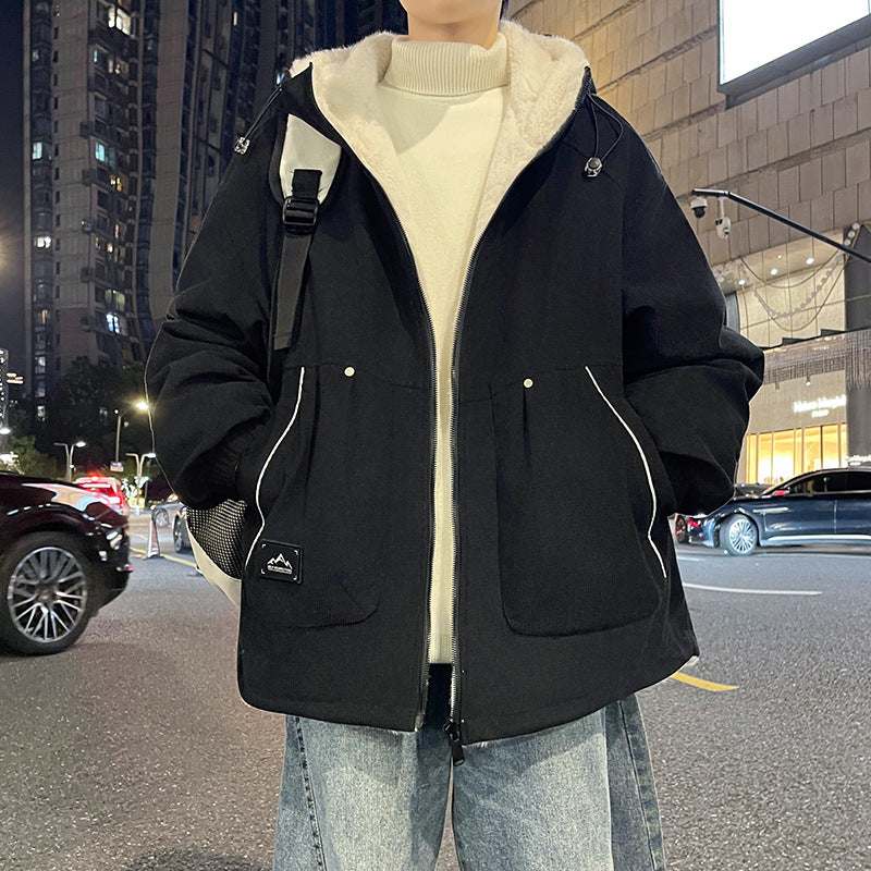 Herren Oversize Kapuzenjacke mit Teddyfutter, Zwei-Wege-Reißverschluss und Utility-Taschen Shop Nory
