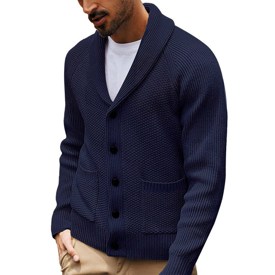 Herren Strickjacke mit Schalkragen und Taschen