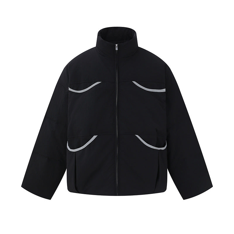 Herren Kurz geschnittener gesteppter Winterblouson mit Stehkragen und kontrastbesetzten Taschen Shop Nory