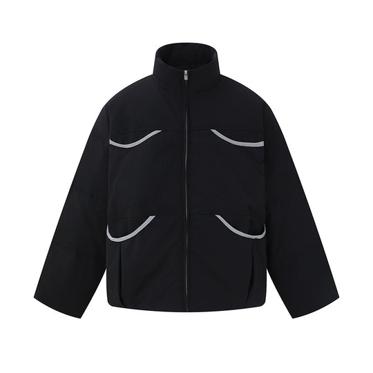 Herren Kurz geschnittener gesteppter Winterblouson mit Stehkragen und kontrastbesetzten Taschen Shop Nory