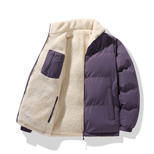 Unisex Wattierte Bomberjacke mit Teddyfutter und verdeckten Innentaschen Shop Nory