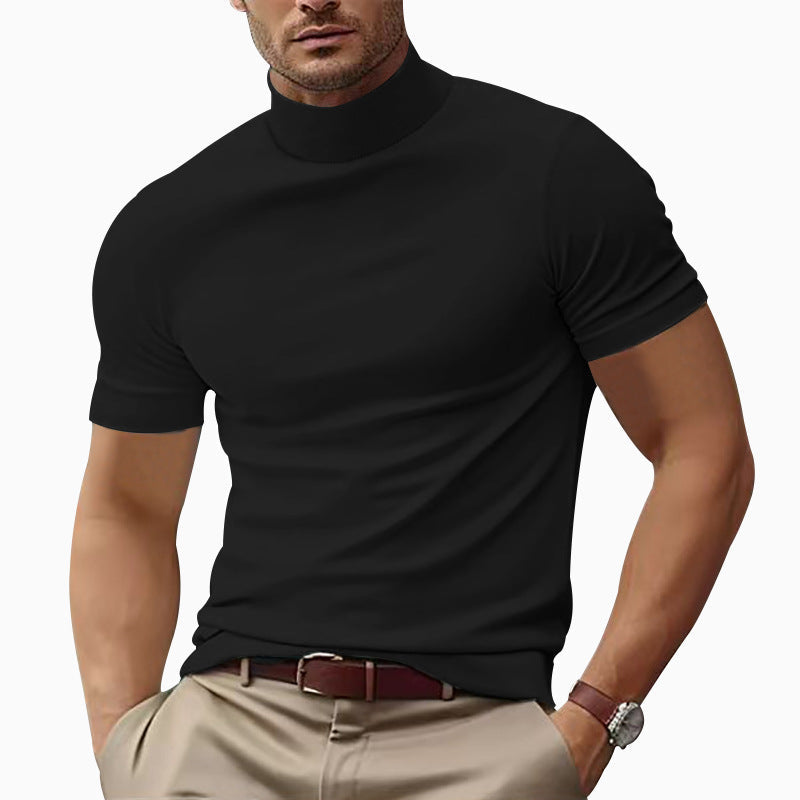Herren Kurzarm Turtleneck T-Shirt