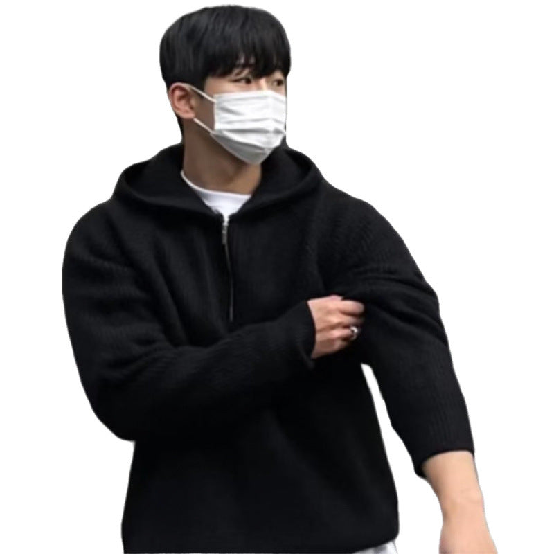 Herren Oversized Strick-Halbzip-Hoodie mit Rippstruktur Shop Nory