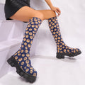 Damen Tragbare Overknee-Stiefel mit Auffälligem Muster und Rutschfester Sohle